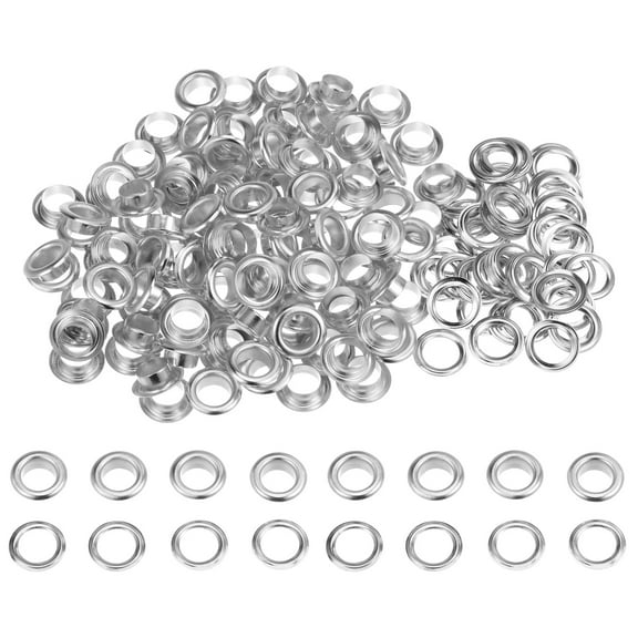 100 Set Round Grommets 8mm Dia Metal Eyelets with Washers for Scrapbooking Shoes Clothes Leather Canvas, Silver Tone