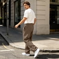 thumbnail image 5 of Nestiefly Mens Baggy Sweatpants Baggy Casual Straight Wide Leg Fleece Sweat Pants Athletic Workout Gym Jogger with Pockets Khaki 2XL, 5 of 7