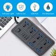 thumbnail image 2 of MIXFEER Power Strip With 6 AC Sockets & 3 USB 1 Type C Port 6FT Extension Cord Surge Protector for Home Office Dorm Power Button to Use Black US Plug, 2 of 7