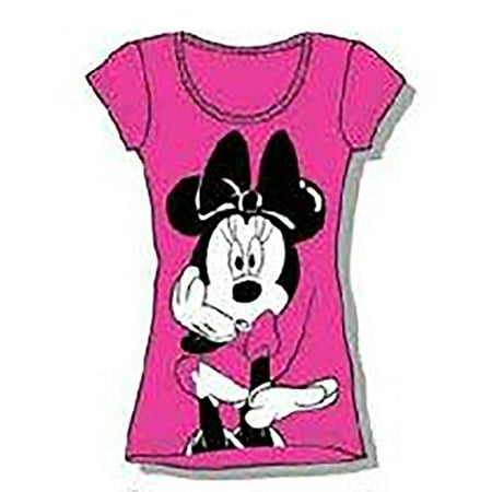 [P] Disney Classic Minnie Womens Pajama T Shirt Top - Pink Black White 2XL