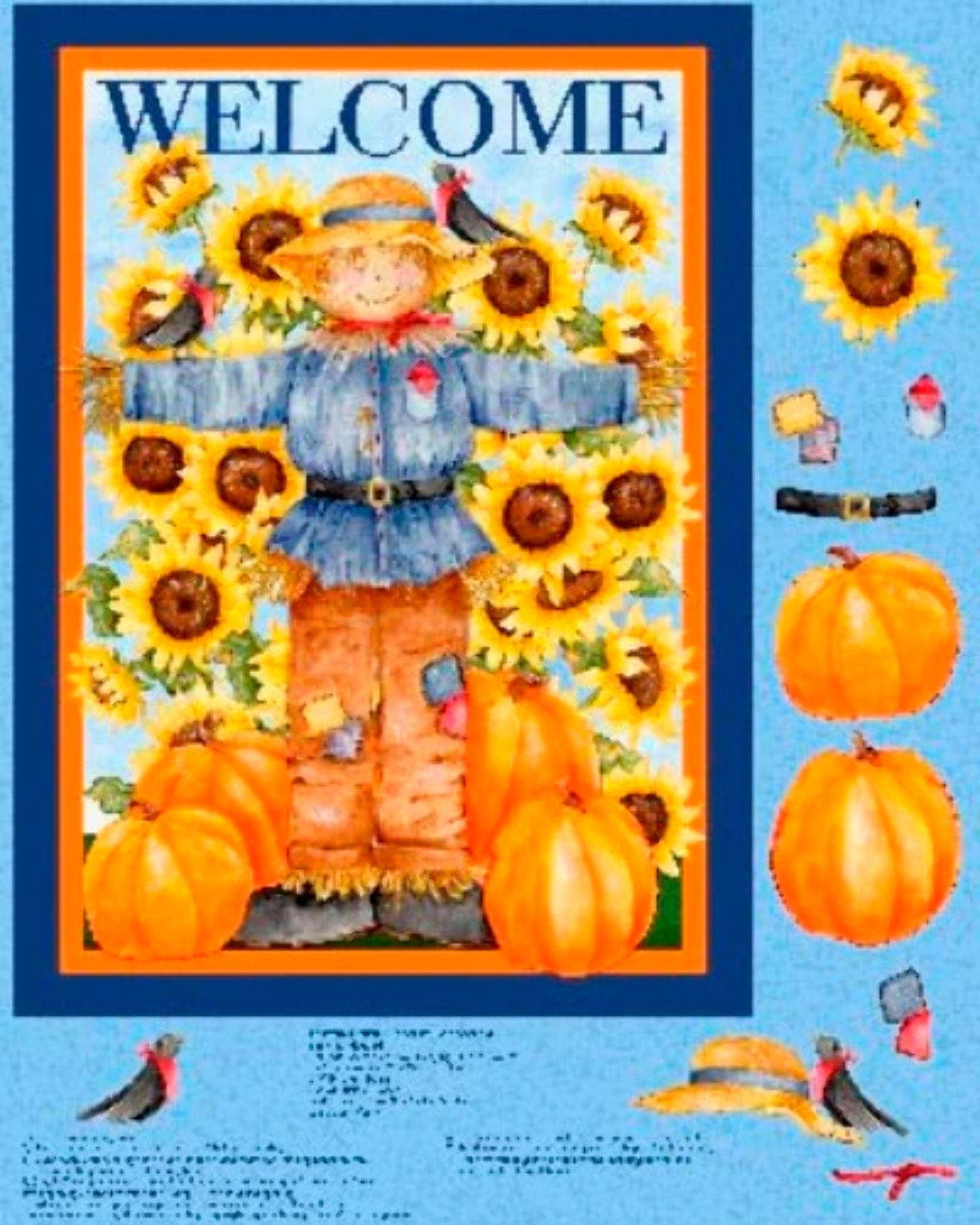 Scarecrow Wallhanging Cotton Panel Fabric