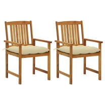 Blaire Outdoor Accent Chairs, Set of 2, Acacia Wood, Cream Cushions