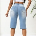 thumbnail image 3 of Hvot&aat Women High-Waisted Straight Jeans Frayed Ripped Denim Pants Casual Bermuda Shorts Cropped Trousers, 3 of 5