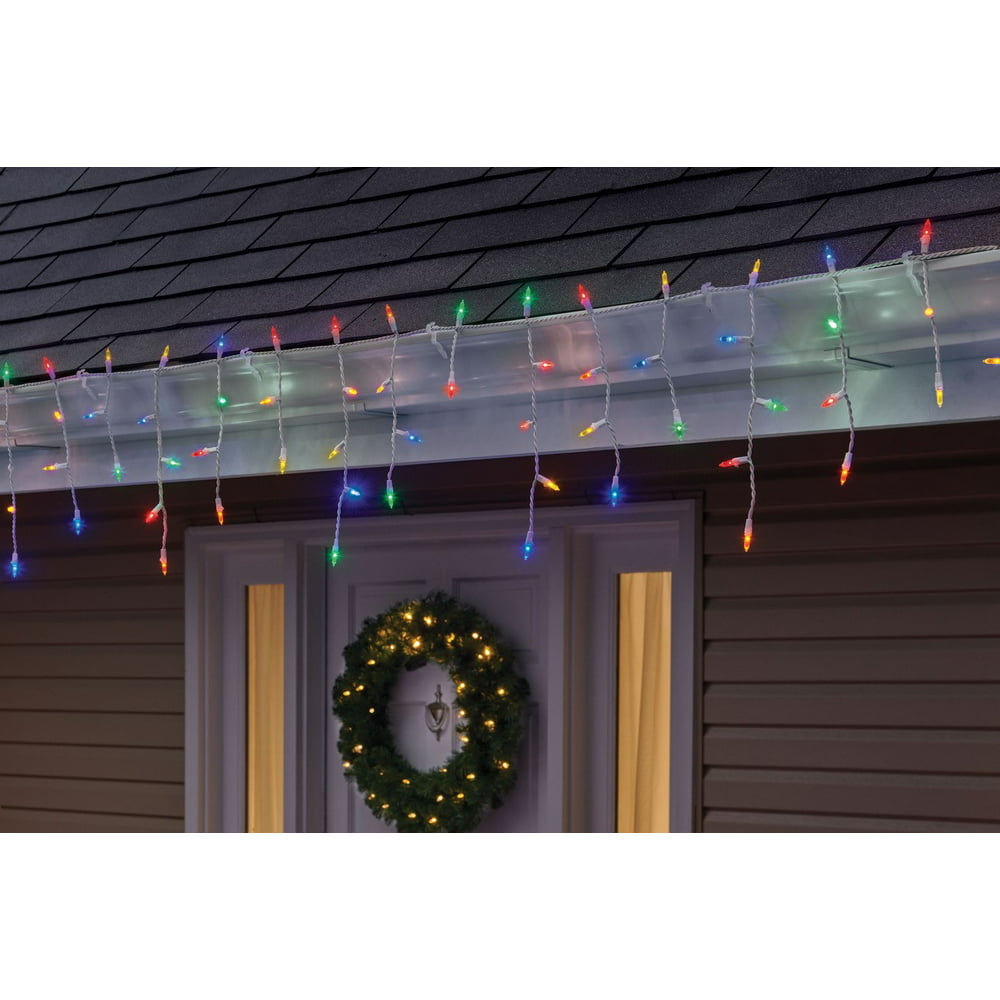 Holiday Time LED Multi Icicle Light Set in Multicolor, 500Ct White Wire ...