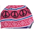 thumbnail image 4 of SWAK Girl's Emoji Peace Sign Knit Hat with Ear Flaps and Pom in 3 Vivid Colors, 4 of 5