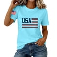 thumbnail image 5 of Levmjia Women's 4th of July T Shirt USA Flag Print Casual Crew Neck Short Sleeve Patriotic Top Loose Fit Summer Tee for American Independence Day, 5 of 6
