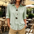 thumbnail image 2 of HappyYEE Women's Plaid Long Sleeve Shirt - Plus Size Lapel Collar Button Front Blouses - Loose Fits Breathable Casual Tops L, 2 of 5