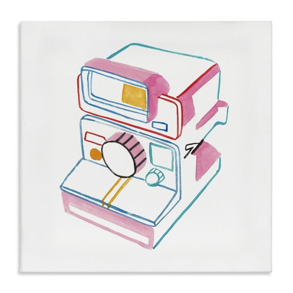 Stupell Industries Pastel Film Camera Novelty Painting Gallery Wrapped Canvas Art Print Wall Art, 17 x 17