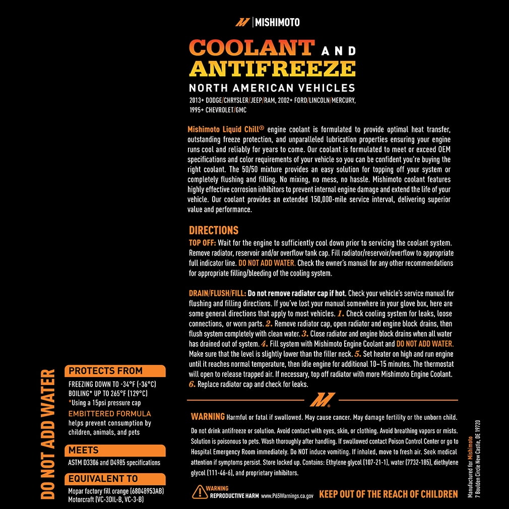 CHilliN liquid 【CRDH liquid 1ml】 Mishimoto Liquid Chill Original Equipment Coolant, Orange