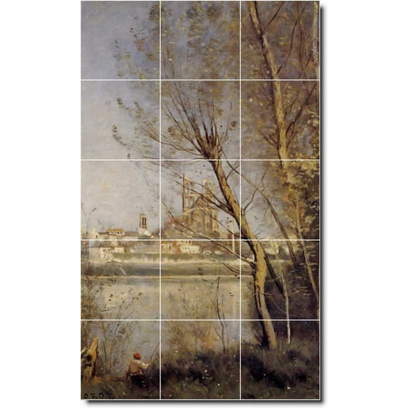 Ceramic Tile Mural-Jean Corot Landscapes Painting 311. 24" w x 40" h using (15) 8 x 8 ceramic tiles