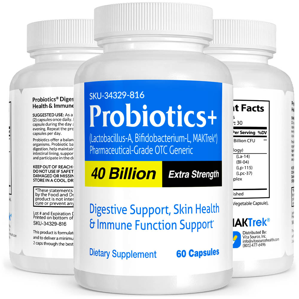 Probiotics+ Pharmaceutical Grade OTC for Digestive Support, Skin Health