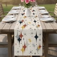 thumbnail image 4 of Yellow Diamond Table Runner - 108 Inch Long Modern Geometric Middle Century Beige Cotton and Linen Blended Dress Scarves Farmhouse Table Runner for Kitchen Dining, Coffee Table, 13" x 108", 4 of 8