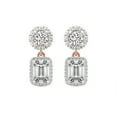 thumbnail image 3 of Diamond Double Halo Earring | 3 Ct IGI Certified Emerald Shape Lab Grown Diamond Dangle | 14K Rose Gold | Sasha Double Halo Lab Diamond Earring | FG-VS1-VS2 Quality | Friendly Diamonds, 3 of 5