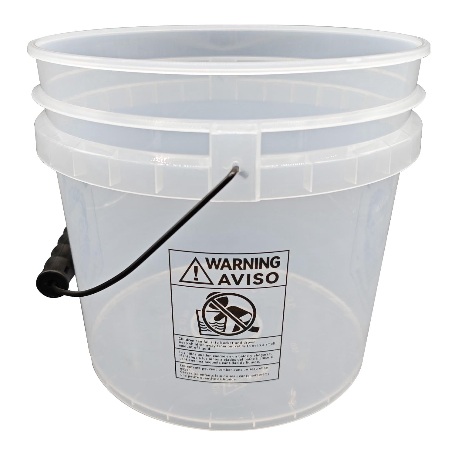 Mr. Detroit - 3.5 Gal Car Wash Bucket, Plastic White Heavy Duty Clear Detailing Bucket for RV, Boat, Motorcycle & Home Detailing (Eco-Friendly)