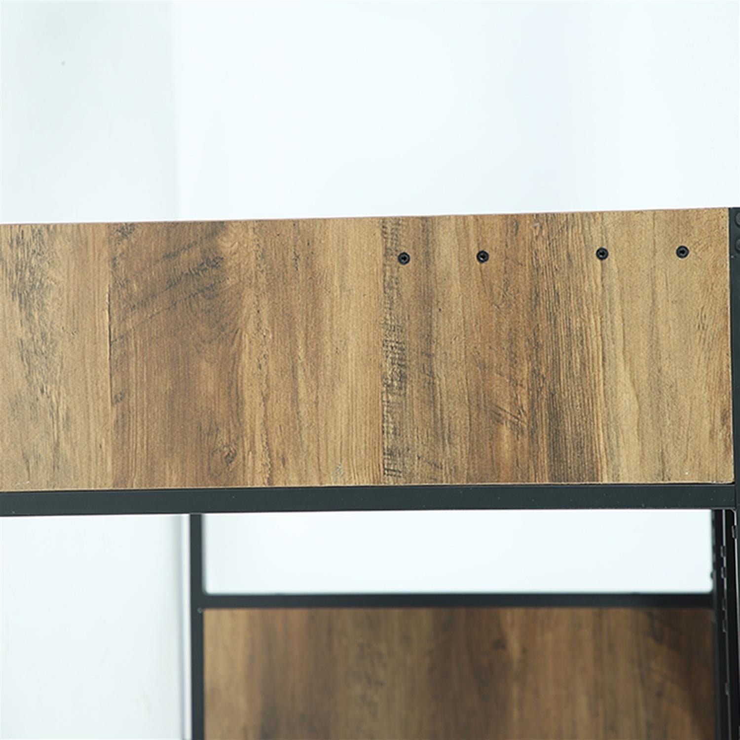 Demi Bonn L-Shaped Executive Desk, 63" Corner Table Computer Desk Workstations for Home Living Room, Office, Brown