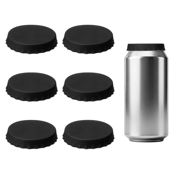 Uxcell Silicone Soda Can Lids, 6 Pack 0.4" Height Reusable Soda Can Cover Stopper Protector Covers for Beer Drink Juice Beverage, Fits Standard Cans, Black