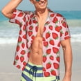 thumbnail image 7 of Honeii Strawberries Print Men’s Hawaiian Shirt,Classic Button-Down Short Sleeve Shirt, for Beach, Vacation, and Outdoor Activities,Large, 7 of 7