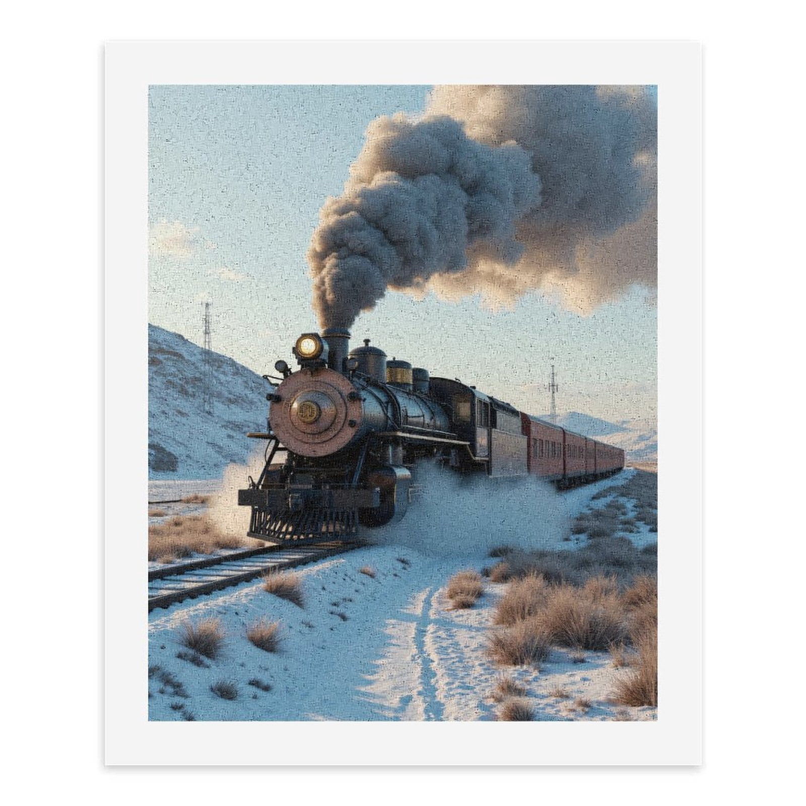 Paint By Numbers Kit for Adults Beginner - DIY Train Winter Journey Canvas Painting Kits for Adults, Frameless Paint By Number for Adults for Home Wall Decor 16x20 Inch
