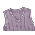 thumbnail image 4 of CCRFTGI Boys and Girls Sweater Vest 5-12Y Casual Knit Vest Comfort Uniform Regular Fit Fall Winter Pullover Top Purple 9-10Y, 4 of 8