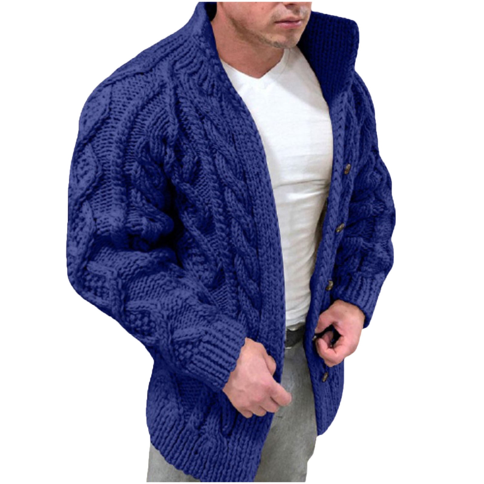 Jianshyue Women's Elegant Cardigan Sweater Men's Fashion Warm Autumn and Winter Pure Color Wool Knitted Sweater Cardigan Versatile Style, Size: 3XL
