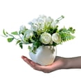 thumbnail image 4 of Artificial Flowers in Vase Fake Floral Arrangements, White Faux Rose Table Centerpiece Flower Decor for Home Office Kitchen Restaurant Wedding Decoration Table, 4 of 8