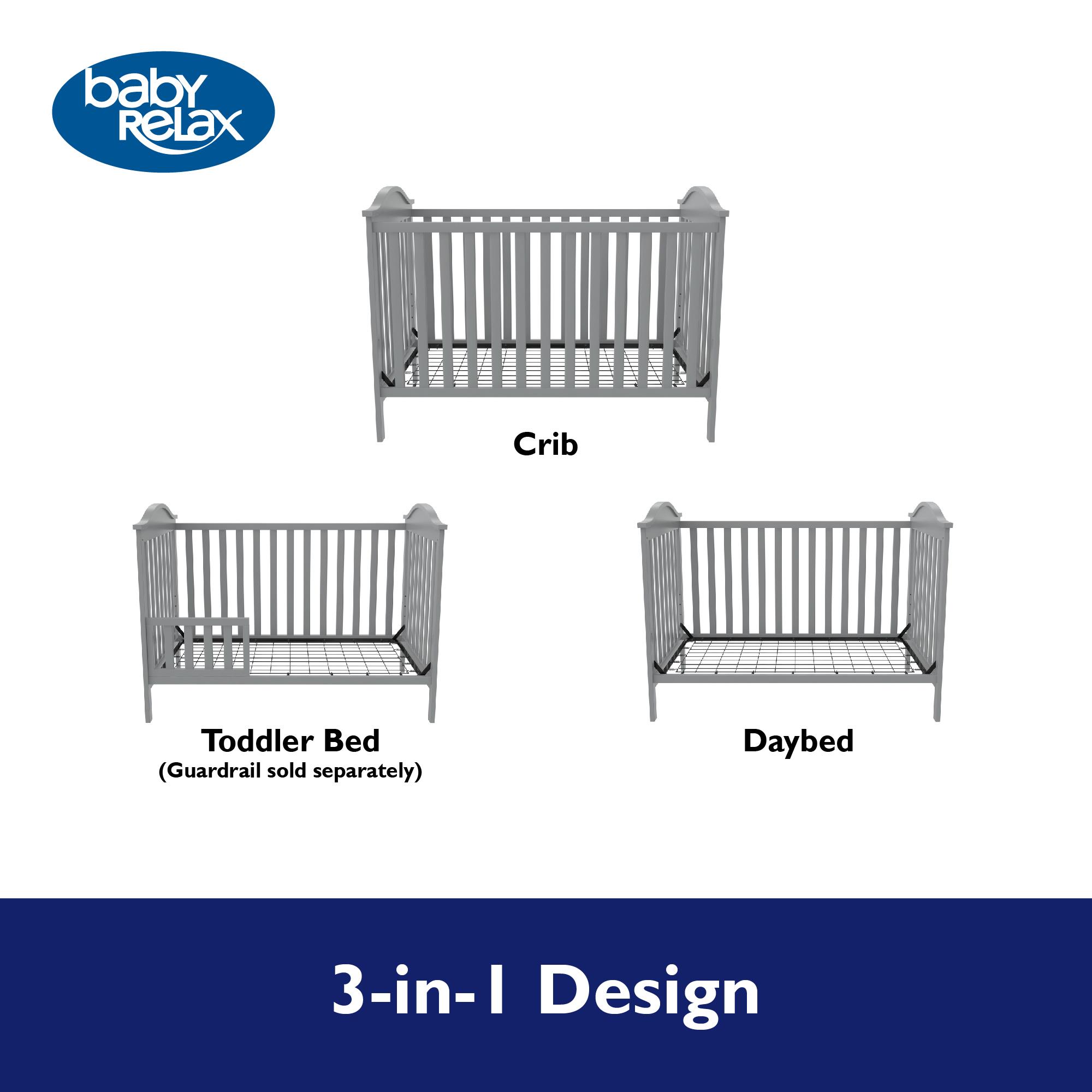Baby Relax Adele 3-in-1 Convertible Crib, Gray - image 2 of 11