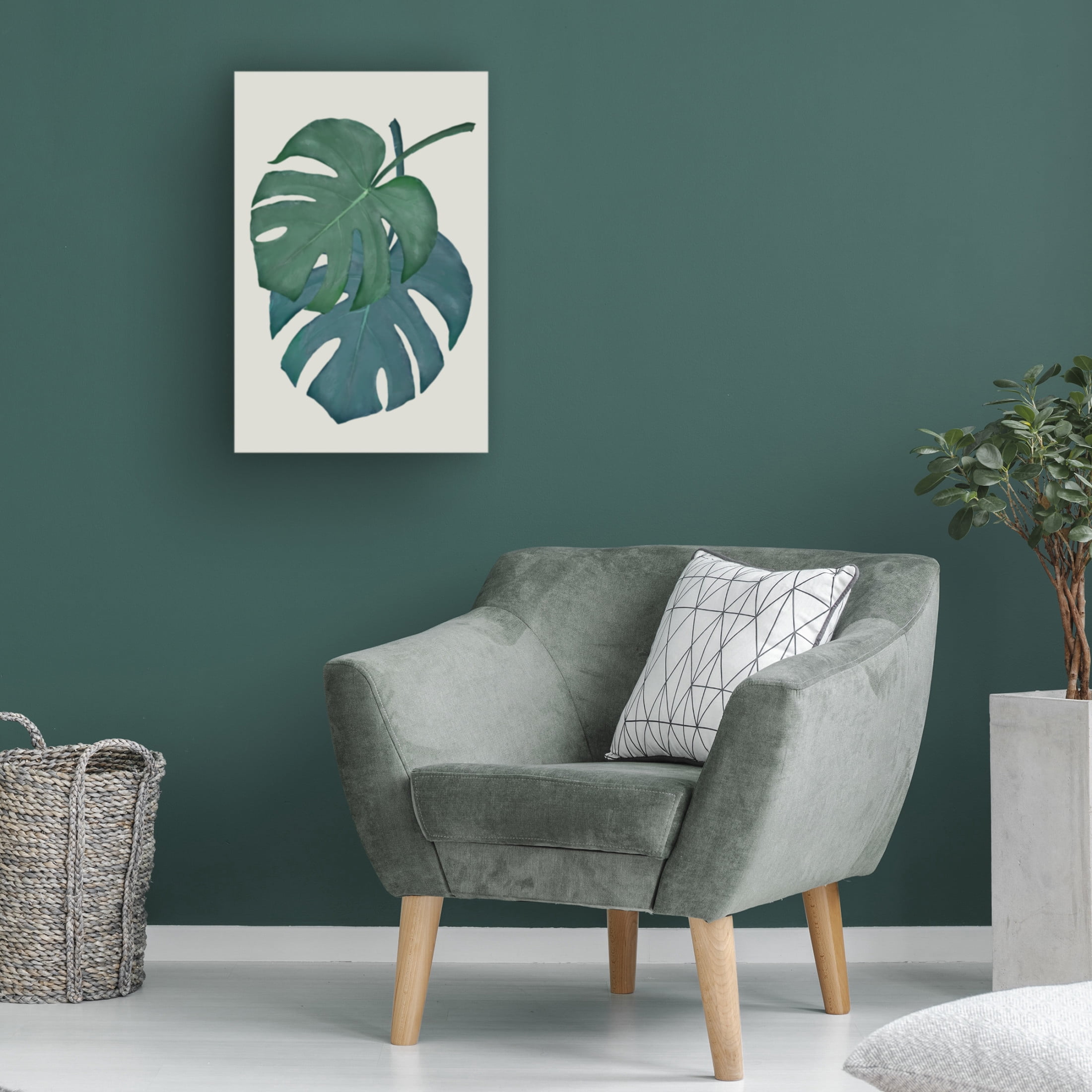 Canvas Wall Art - Pictufy Studio Ii 'Monstera Aqua 06' Wall Art for Living Room, Bedroom, or Office Décor by Trademark Fine Art - 16 x 24 Inches