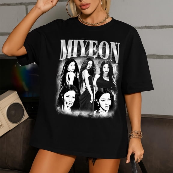 Miyeon I-DLE Kpop Graphic T-shirt, Syncopation, Vintage Music Theme Casual Tee