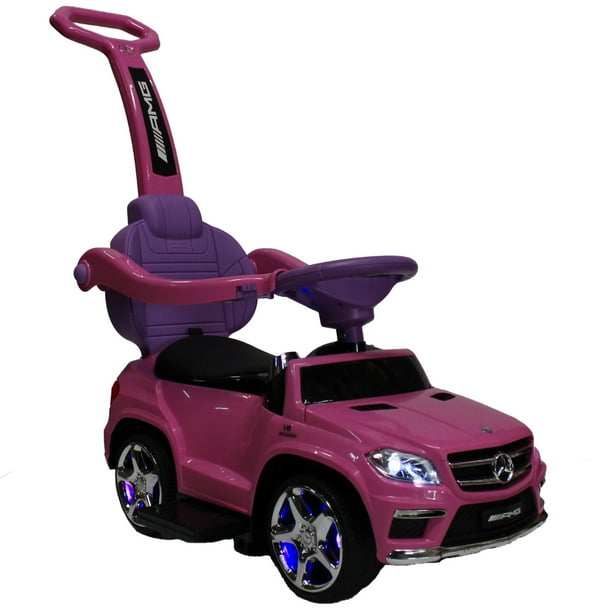 Kids Pink Licensed Mercedes Kid Ride On Toy Push Car Stroller Child Toddler Wagon LED Lights ...