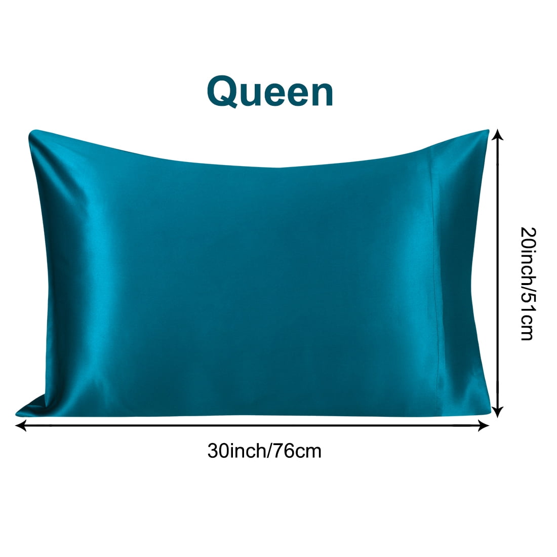 Unique Bargains 2-Pack 19 Momme 100% Silk Pillowcases Peacock Blue Queen