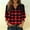 Wine, variant on Drovellove Women's Casual V Neck Cardigan with 3/4 Length Sleeve - Button Down Up Plaid Print Tunic Top for Spring