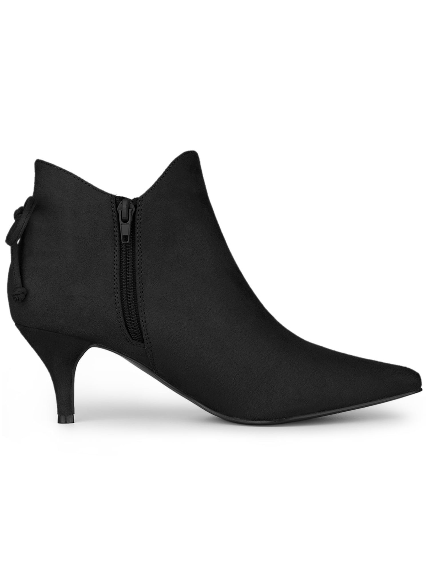 DARING DIVA Women's Pointy Toe Kitten Heel Ankle Booties Black 10