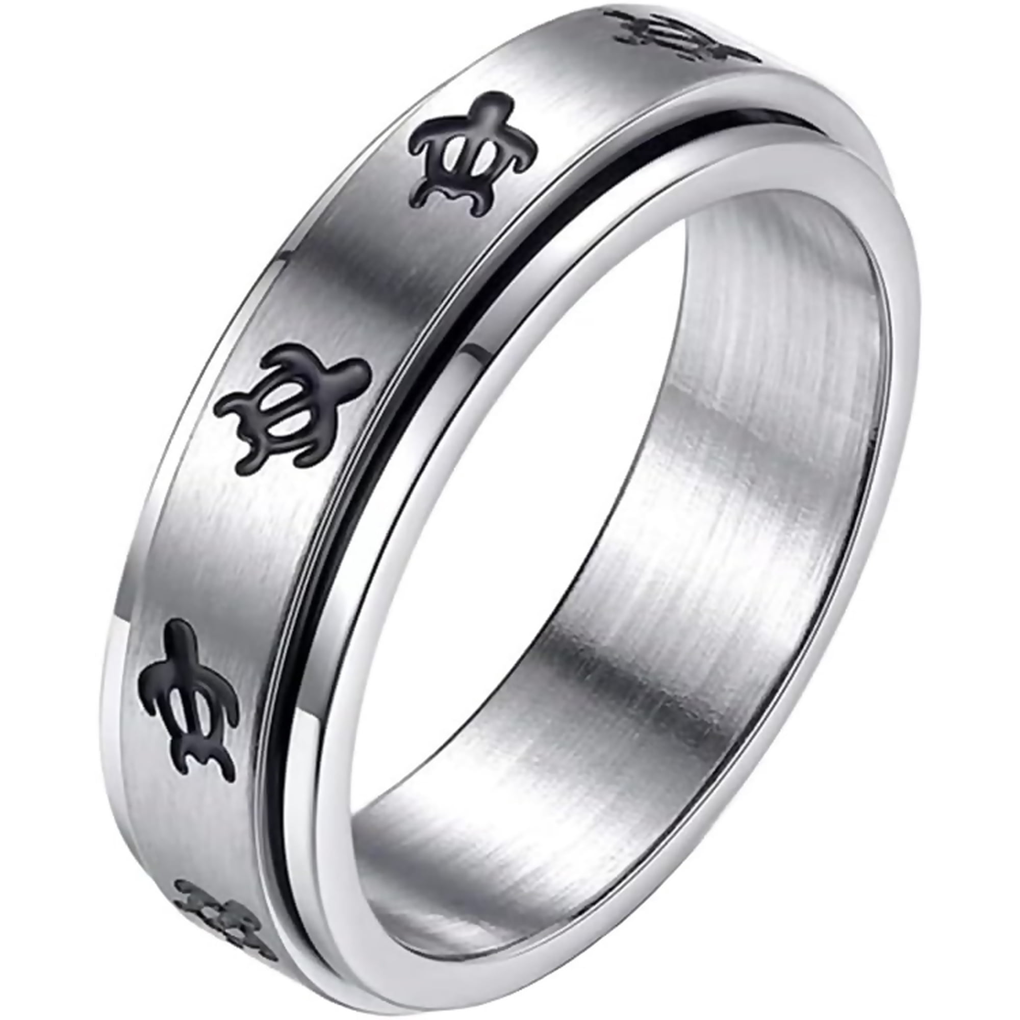 Zephyriana Unisex Stainless Steel Turtle Animal Rotatable Rings Anxiety Fidget Finger Band for Promise Wedding