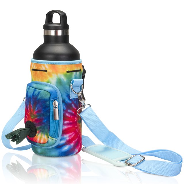 Made Easy Kit Porte-Bouteille d'Eau avec Poche pour Sacs à Déchets de Chien et Bandoulière Rembourrée Réglable