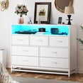 thumbnail image 1 of Bingirl Commode Moderne en Bois à 7 Tiroirs avec Éclairage DEL RVB et Station de Recharge Intégrée. Coffre Spacieux et Grand pour Chambre, Salon, Couloir et Bureau (Blanc), 1 of 6