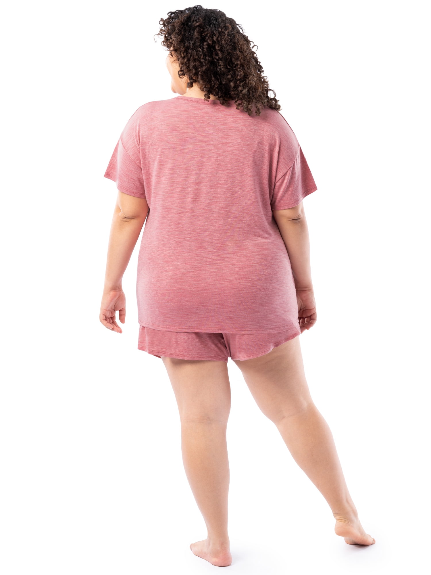 Fruit of the Loom Women's Soft and Breathable Short Sleeve Crew Top & Pajama Short Set, Sizes S-4X