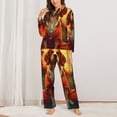 thumbnail image 2 of KLL Sunset Meditating Dog Print Women's Long Sleeve Pajamas with Pants Sleepwear Loungewear 2 Set-XX-Large, 2 of 7