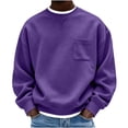 thumbnail image 4 of qafoshin Men Solid Crewneck Basic Sweatshirt, Trendy Fall Long Sleeve X-Stitch Neck Casual Pullover Tops with Chest Patch Pocket, 4 of 5