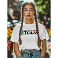 thumbnail image 4 of Women's T-Shirt MILANO ITALY Modern Art Short Sleeve Casual Tee Classic Crew Neck T Shirt for Women White, 2XL, 4 of 7
