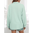 thumbnail image 4 of FIUFY Women's Casual Oversized Top Long Sleeve Tops Baggy Button Shirts V Neck Waffle Knit Loose Fit Tunic, 4 of 9