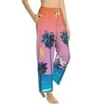 thumbnail image 2 of Sigee Beach with Palm Trees Print Women's Soft Pajama Pants - Breathable and Comfortable Lounge Sleep Bottoms with Elastic Waistband and Pockets-Medium, 2 of 9