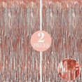 thumbnail image 1 of Cortina extragrande con flecos en oro rosa, 6,4 x 8 pies, paquete de 2 decoraciones para fiestas en oro rosa | Decoraciones de cumpleaños en oro rosa | Rayas de oro rosa metalizado, 1 of 3