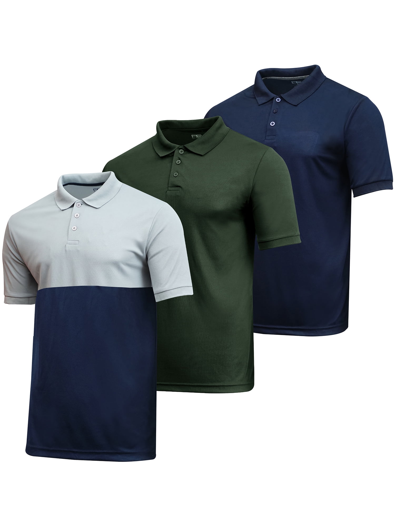 Real Essentials Boys 3-Pack Active Dry Wick Polo Shirts, Sizes 4-20 ...