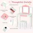 thumbnail image 6 of Infans Kids Vanity Princess Makeup Dressing Table Chair Set W/ Tri-folding Mirror White, 6 of 7