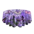 thumbnail image 5 of Purple Lavender Butterfly Scene Round Tablecloth 60"x60",Wrinkle Wipeable Table Cloth for Kitchen Dining Room Picnic Patio Party, 5 of 6