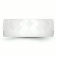 thumbnail image 3 of Ceramic White 8mm Wedding Band Ring Man Classic Faceted Domed  For Dad Mens  For Him, 3 of 10