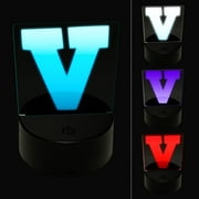 Letter V Uppercase Fun Bold Font LED Night Light Sign 3D Illusion Desk Nightstand Lamp