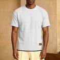 thumbnail image 4 of hlysgo Mens Short Sleeve T-Shirts Casual Knit Texture Crewneck Pocket Tee Tops Loose Fit Summer Shirt White,4xL, 4 of 6