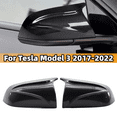 thumbnail image 2 of For Tesla Model 3 2016 2017 2018 2019 2020-2023 Car Replacement Rearview Mirror Cover Look Side Wing Mirror Caps OX Hron Style Gloss Black, 2 of 6