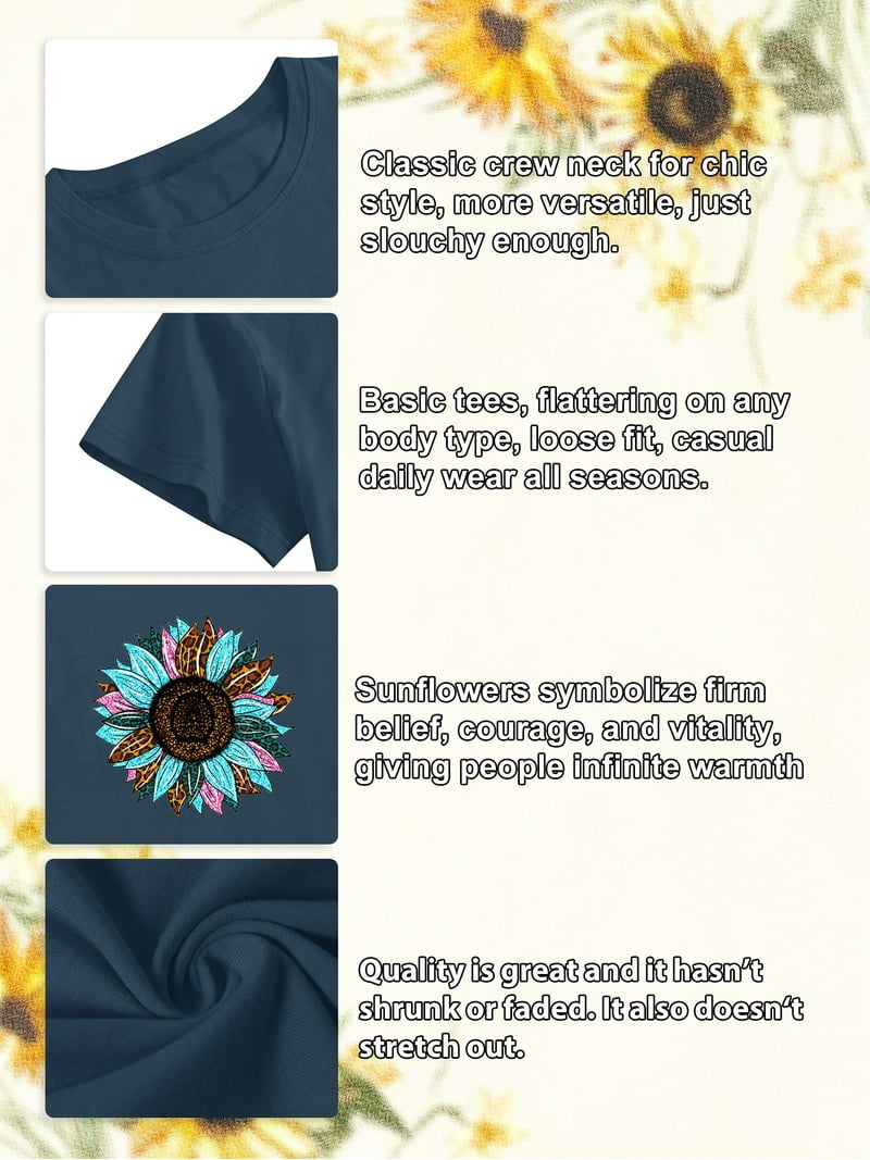 Anbech Women's Yoga Tree Of Life T-Shirt | Retro Plant Graphic Tee | Casual Short Sleeve Top | Sky Blue
